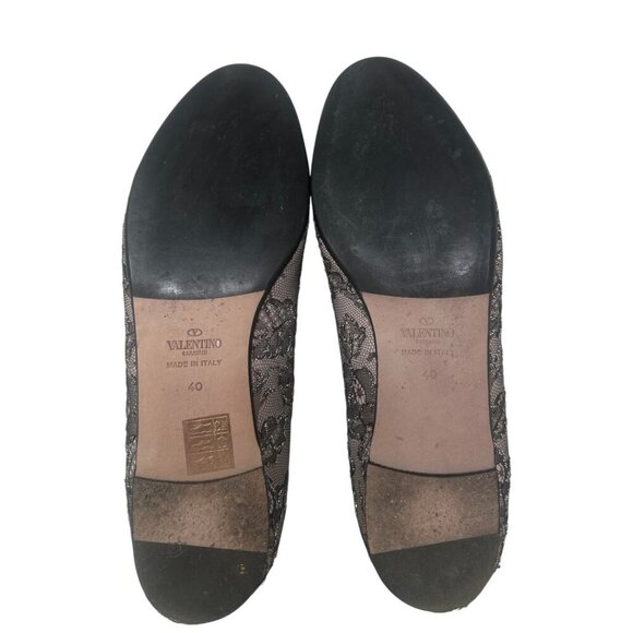 Valentino Garavani Caviar Crystal Lace Smoking Slippers Loafers Flats Size 10 - Picture 9 of 13